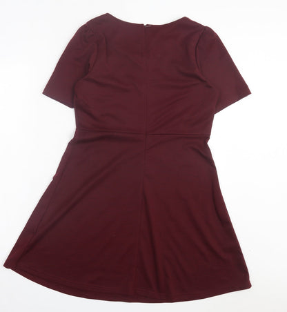 Jasmine Womens Purple Polyester A-Line Size 14 Scoop Neck Zip