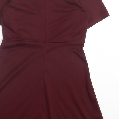 Jasmine Womens Purple Polyester A-Line Size 14 Scoop Neck Zip