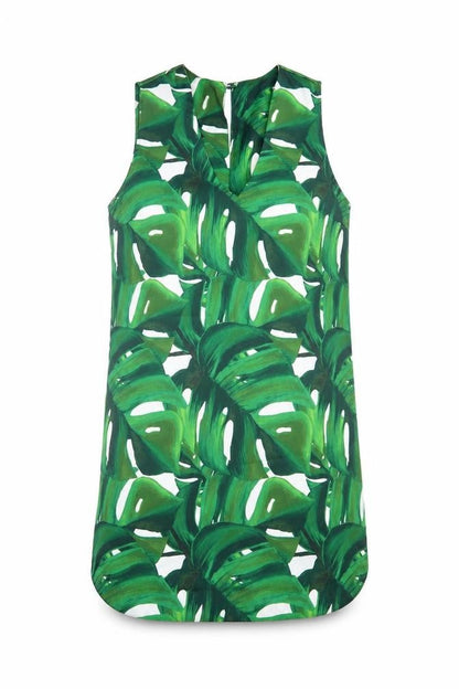 Dorothy Perkins Womens Green Geometric Polyester A-Line Size 12 V-Neck Button
