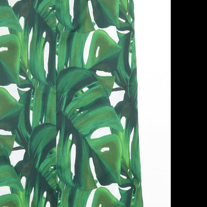 Dorothy Perkins Womens Green Geometric Polyester A-Line Size 12 V-Neck Button