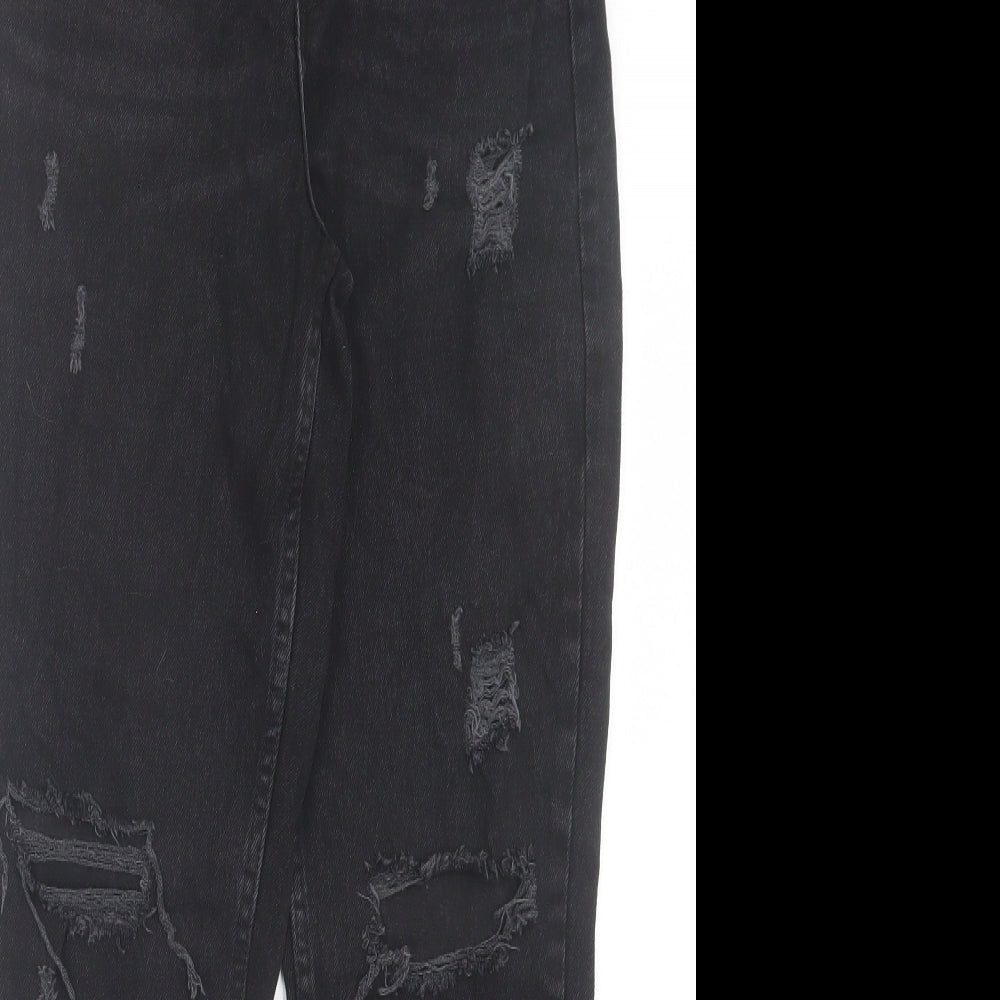 Denim & Co. Womens Black Cotton Straight Jeans Size 6 L29 in Regular Button