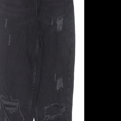 Denim & Co. Womens Black Cotton Straight Jeans Size 6 L29 in Regular Button