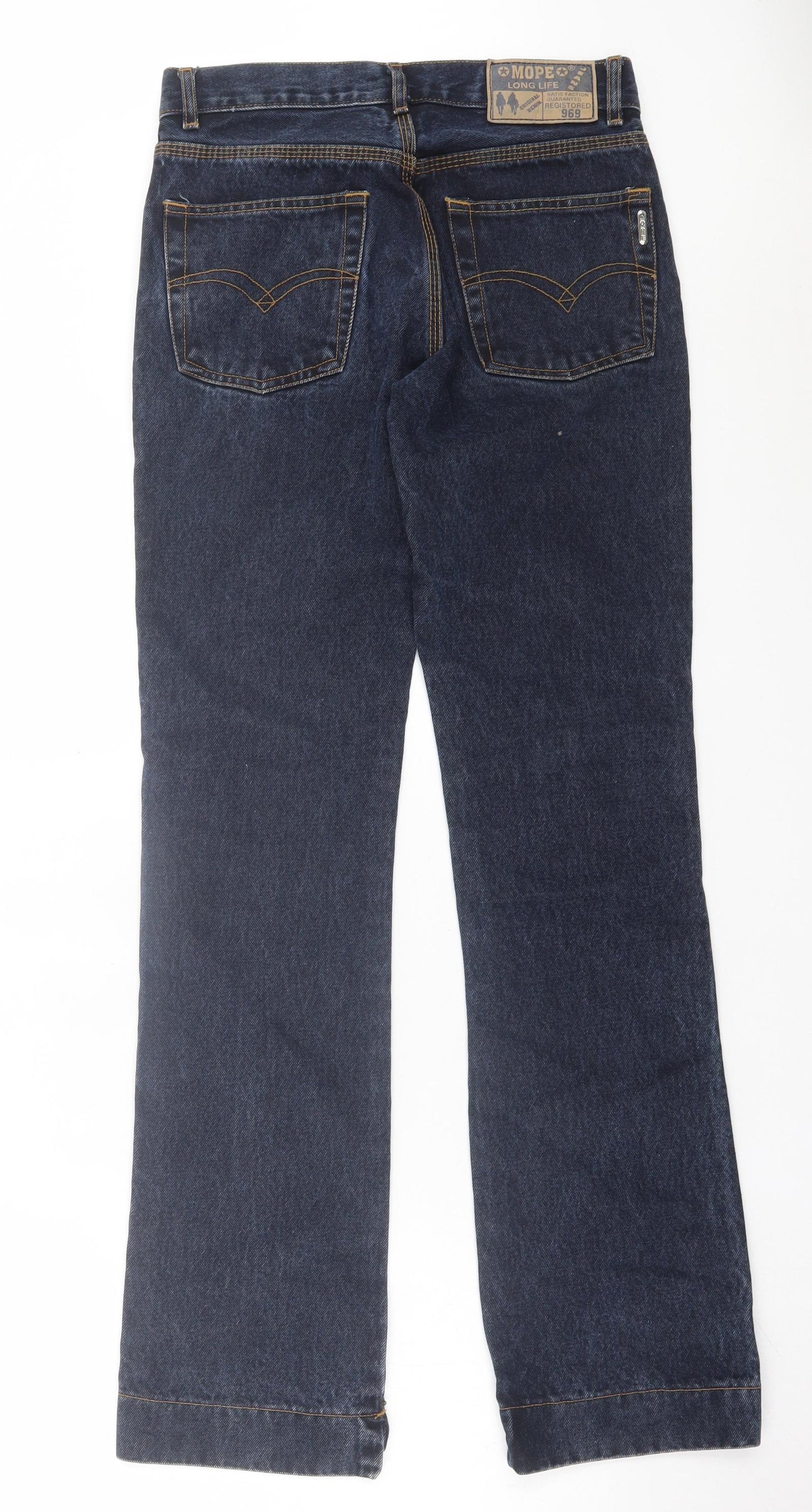 mope Mens Blue Cotton Straight Jeans Size 28 in L32 in Regular Button