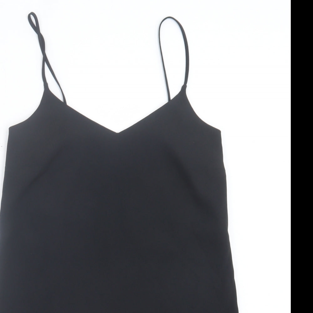 Missguided Womens Black Polyester Tank Dress Size 8 V-Neck Pullover