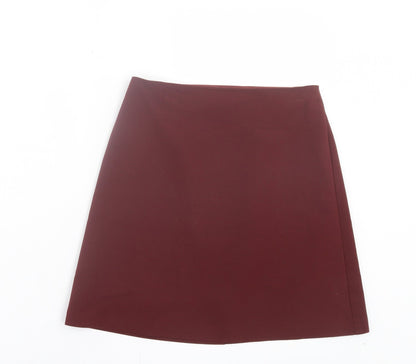 ASOS Womens Red Polyester A-Line Skirt Size 6 Zip