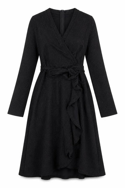 IVIVI Womens Black Polyester A-Line Size S V-Neck Zip