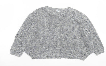 Noon Womens Blue Crew Neck Linen Pullover Jumper Size M