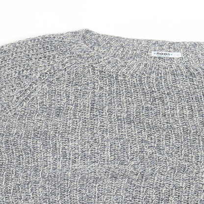 Noon Womens Blue Crew Neck Linen Pullover Jumper Size M