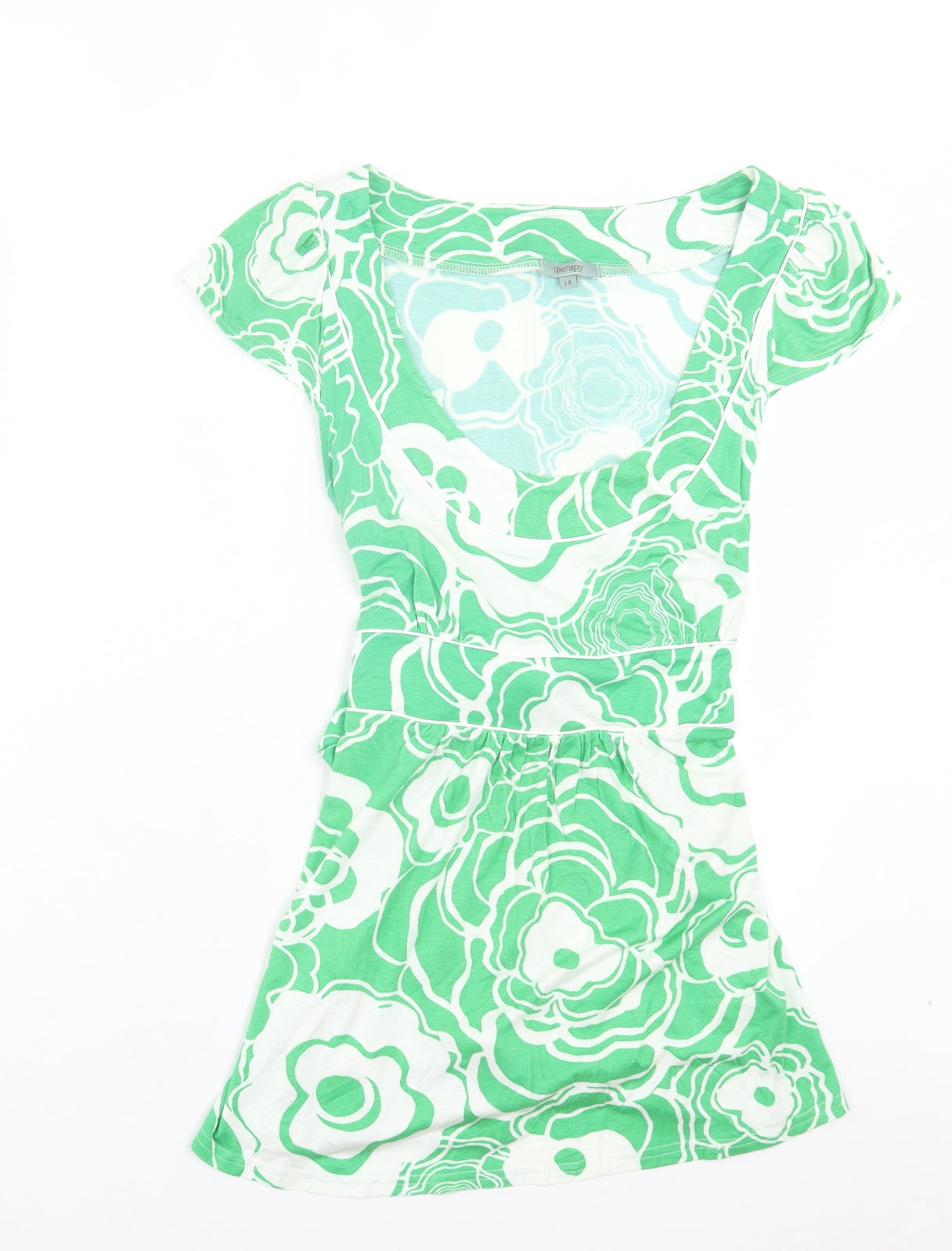 Womens UK Size 14 Therapy Green Basic T-Shirt