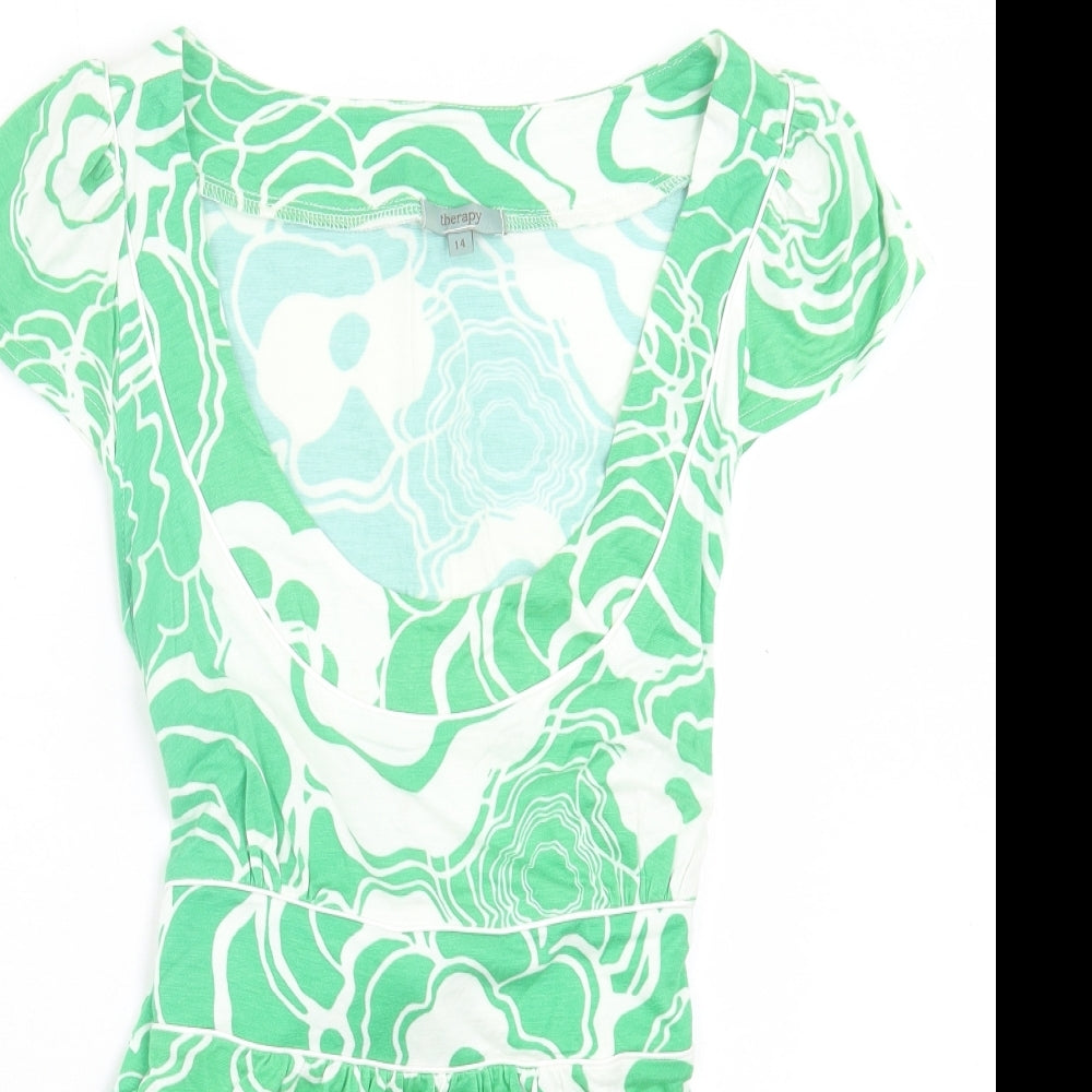 Womens UK Size 14 Therapy Green Basic T-Shirt