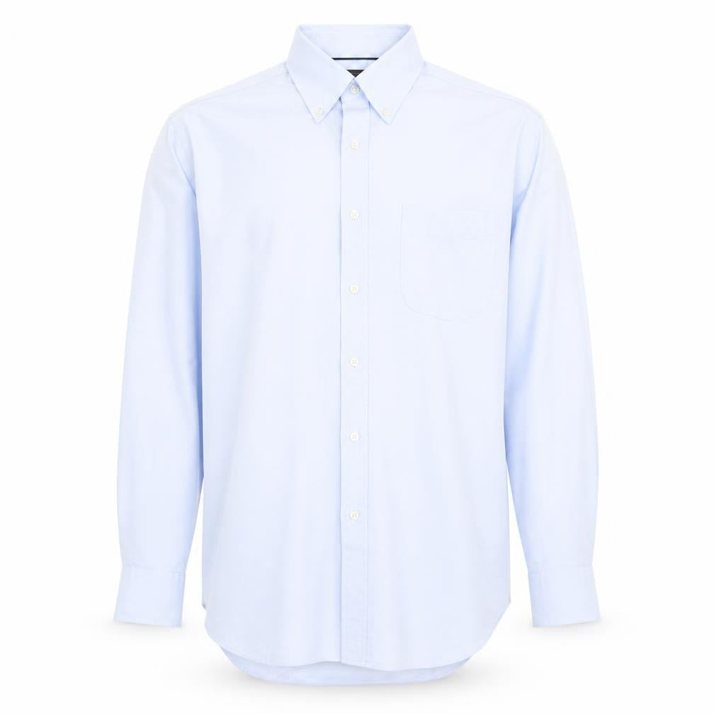 Mens UK Size 15 Marks and Spencer Blue  Button-Up Long Sleeve Casual Shirt
