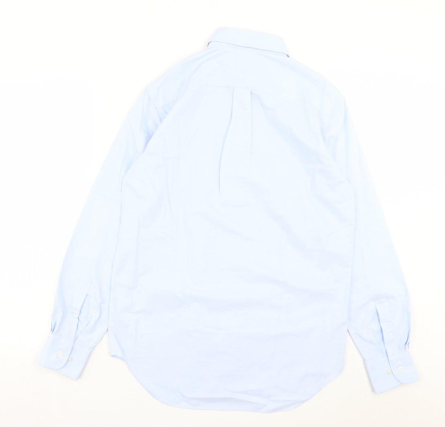 Mens UK Size 15 Marks and Spencer Blue  Button-Up Long Sleeve Casual Shirt