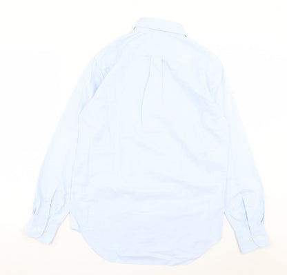 Mens UK Size 15 Marks and Spencer Blue  Button-Up Long Sleeve Casual Shirt