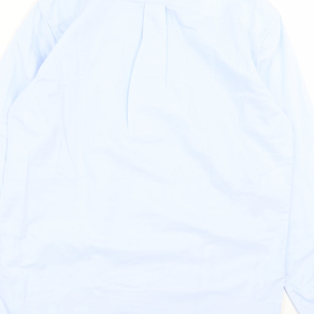 Mens UK Size 15 Marks and Spencer Blue  Button-Up Long Sleeve Casual Shirt