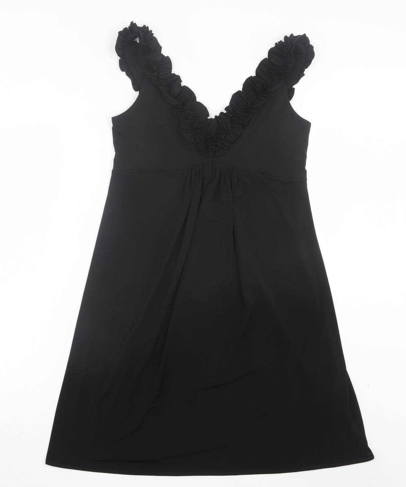 Wallis Womens Black Polyester A-Line Size 12 V-Neck Pullover