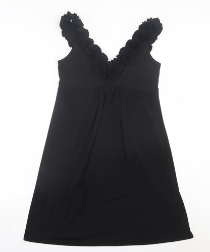 Wallis Womens Black Polyester A-Line Size 12 V-Neck Pullover
