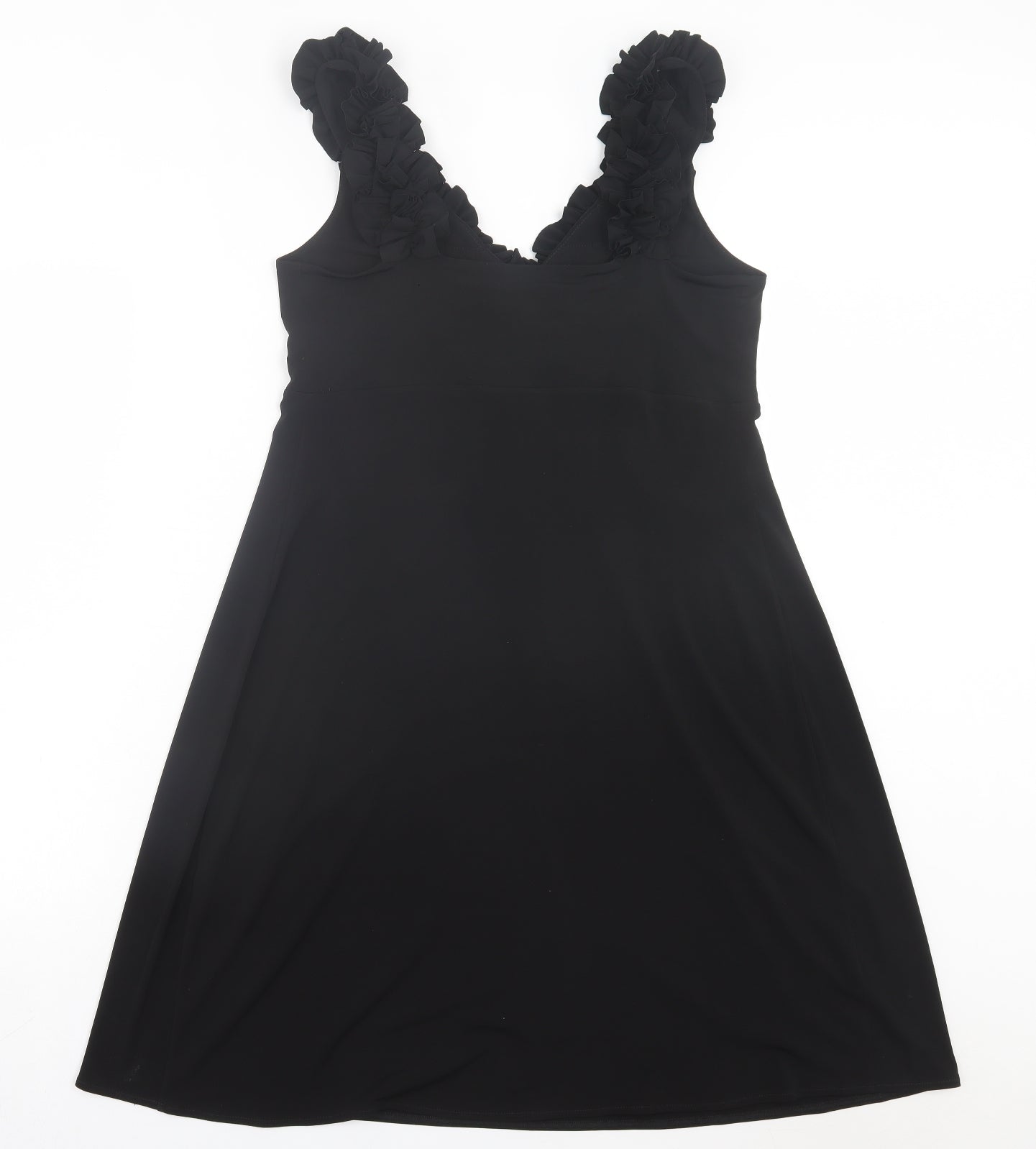 Wallis Womens Black Polyester A-Line Size 12 V-Neck Pullover