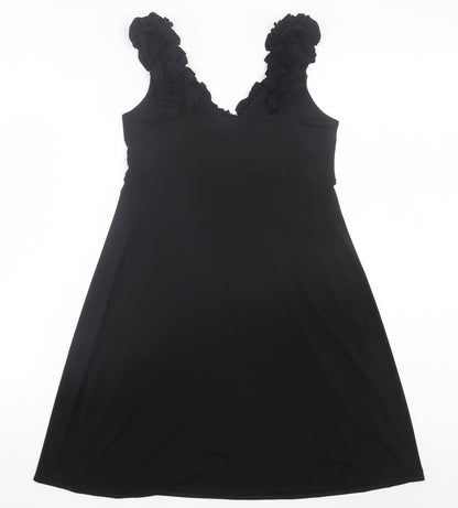 Wallis Womens Black Polyester A-Line Size 12 V-Neck Pullover