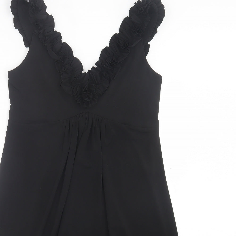Wallis Womens Black Polyester A-Line Size 12 V-Neck Pullover