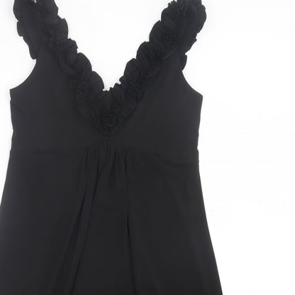 Wallis Womens Black Polyester A-Line Size 12 V-Neck Pullover