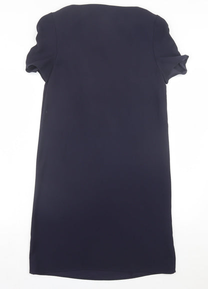 Marks and Spencer Womens Blue Polyester Shift Size 10 Boat Neck Pullover