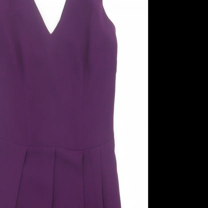 Oasis Womens Purple Polyester Shift Size 10 V-Neck Button