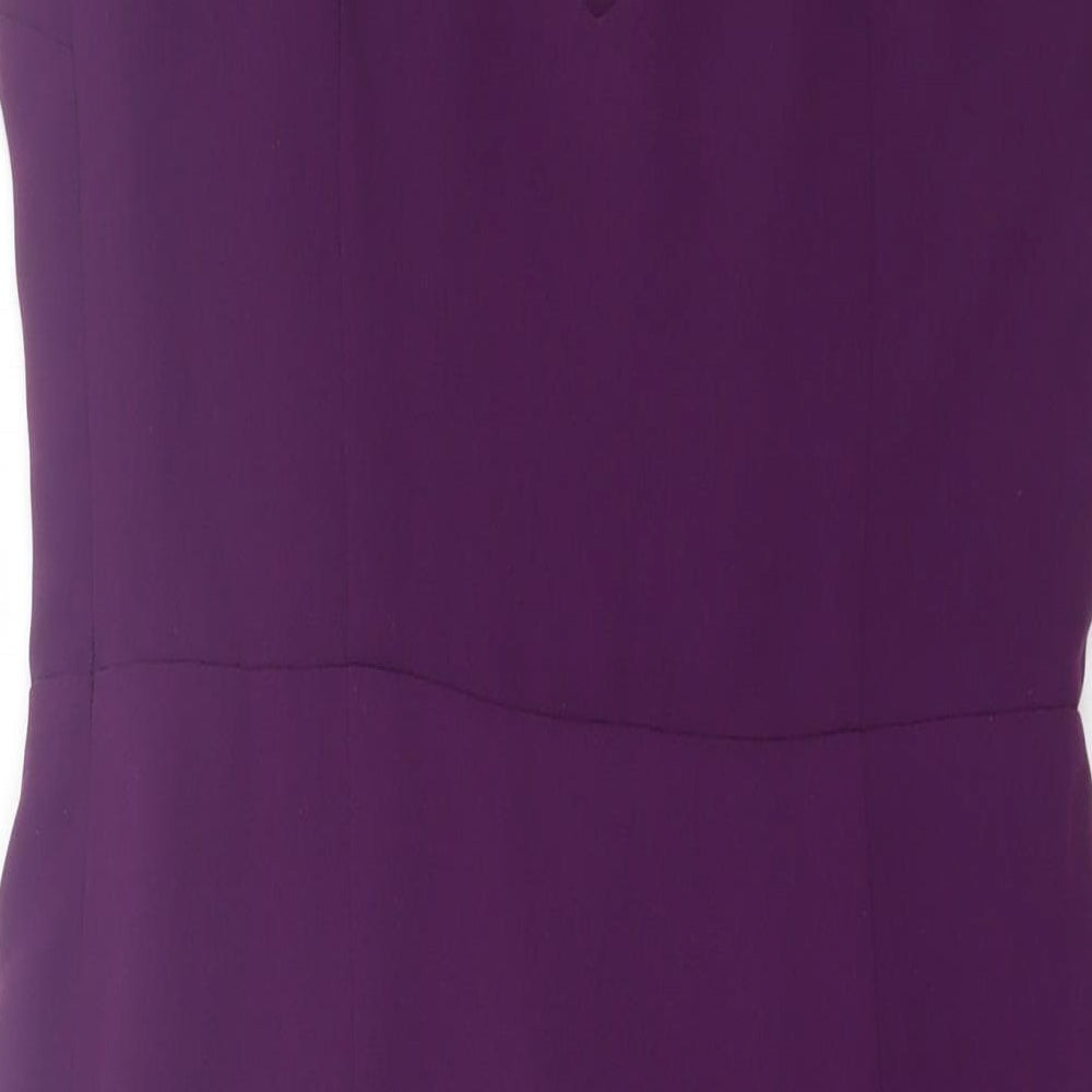 Oasis Womens Purple Polyester Shift Size 10 V-Neck Button