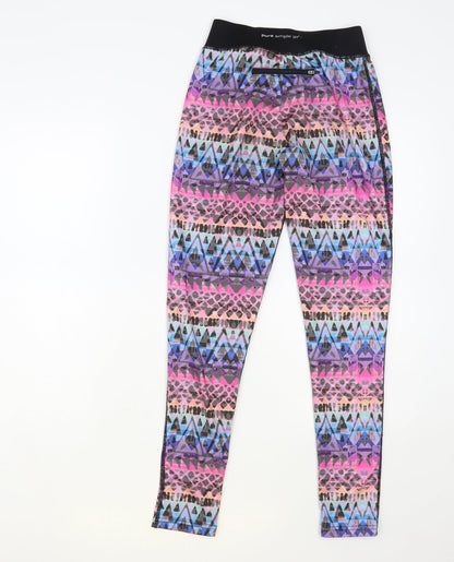 Pure Simple Gym Womens Multicoloured Geometric Polyester Compression Leggings Size 6 L28 in Regular Pullover