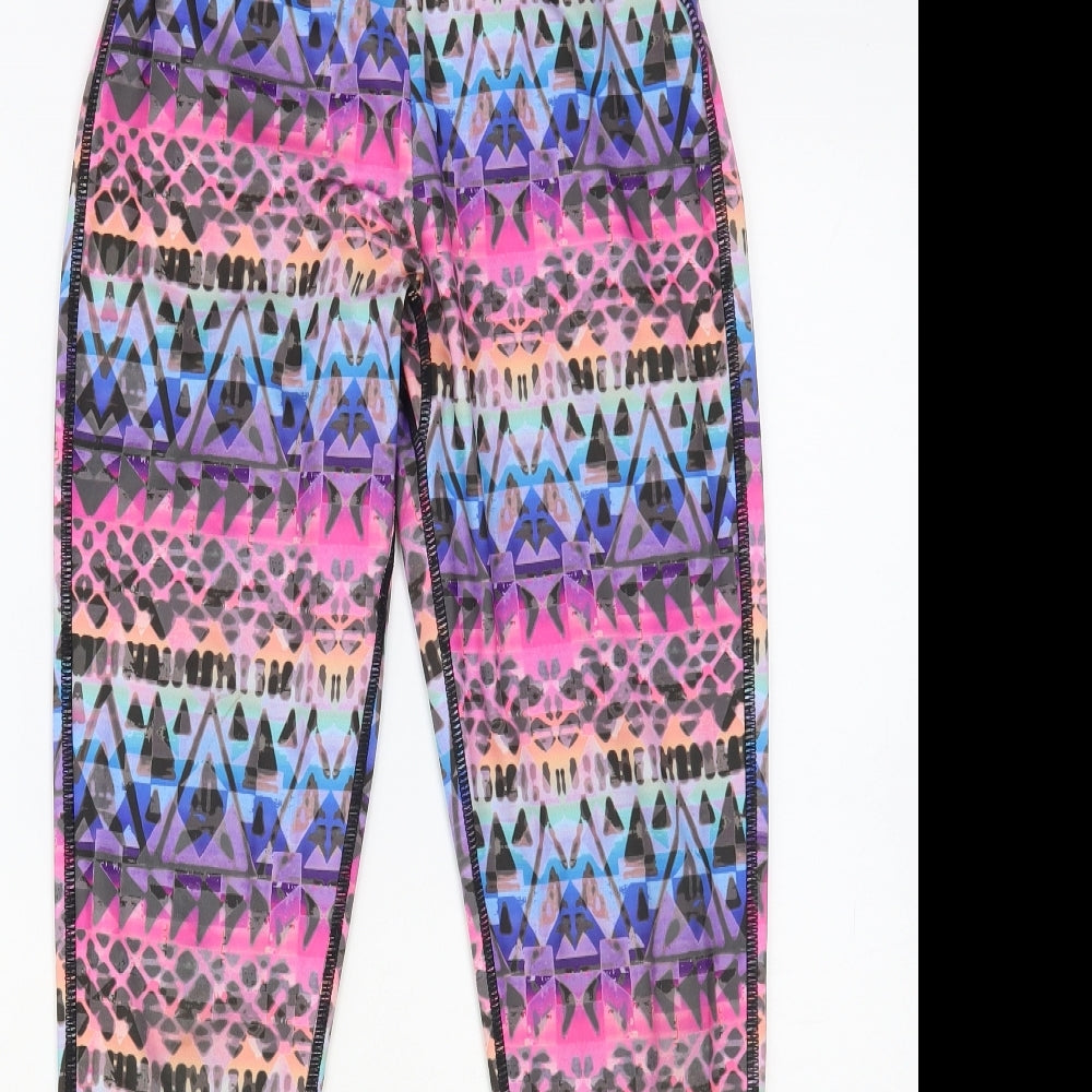 Pure Simple Gym Womens Multicoloured Geometric Polyester Compression Leggings Size 6 L28 in Regular Pullover