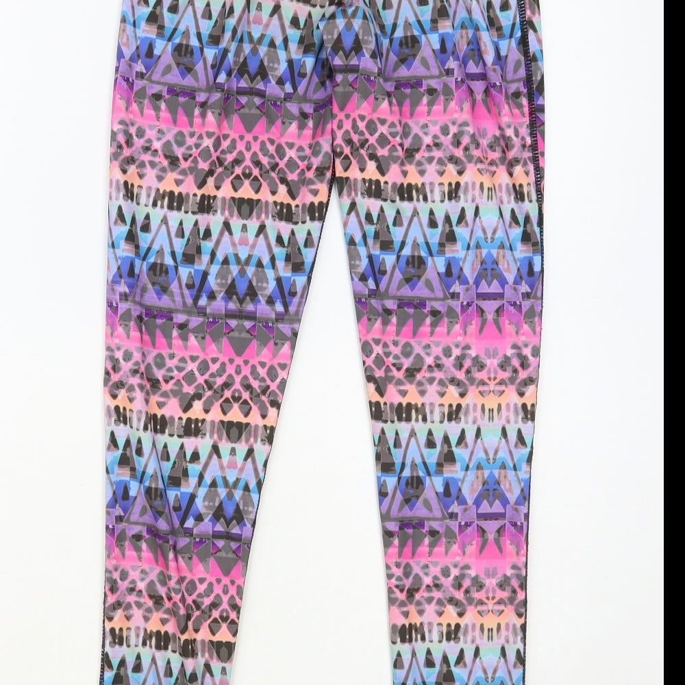 Pure Simple Gym Womens Multicoloured Geometric Polyester Compression Leggings Size 6 L28 in Regular Pullover