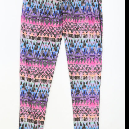 Pure Simple Gym Womens Multicoloured Geometric Polyester Compression Leggings Size 6 L28 in Regular Pullover