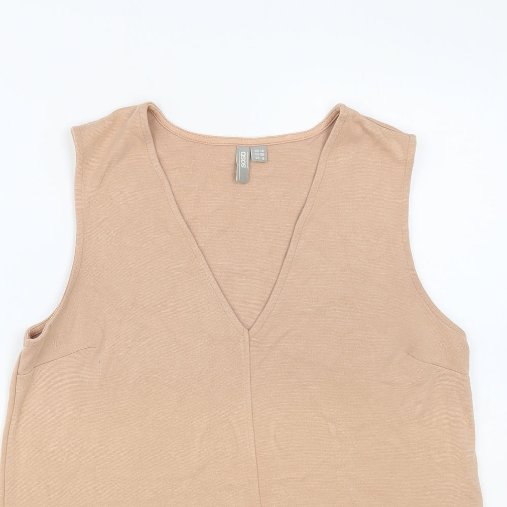 Womens UK Size 10 ASOS Beige Basic Tank