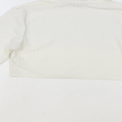 I SAW IT FIRST Womens White Polyester Cropped Blouse Size 12 Roll Neck - Ribbed