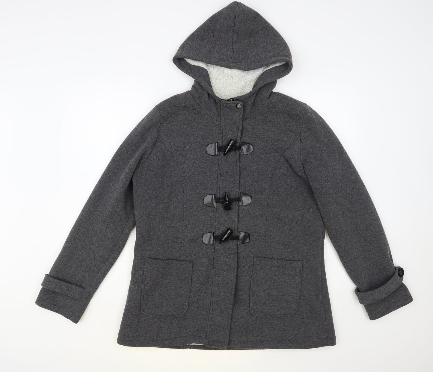 Preworn Womens Grey Jacket Size L Toggle - Fluffy Lining