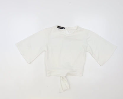 Womens UK Size 12 PRETTYLITTLETHING White Cropped Blouse