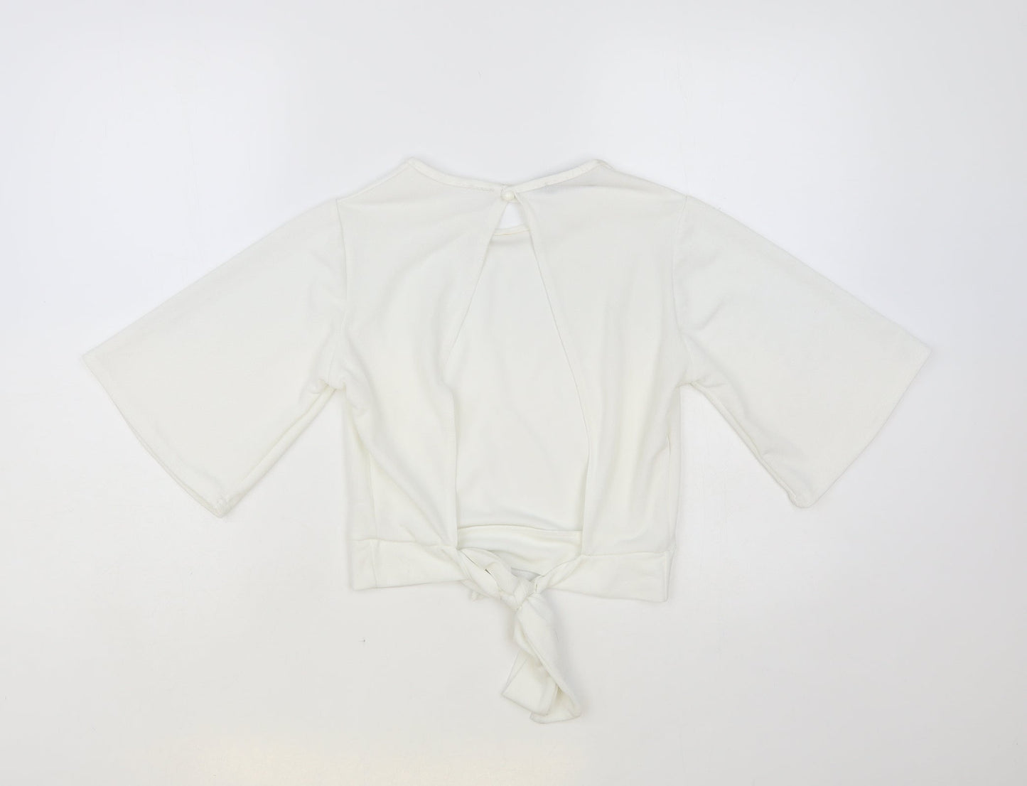 Womens UK Size 12 PRETTYLITTLETHING White Cropped Blouse
