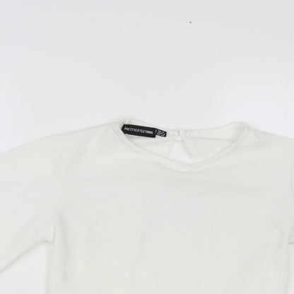 Womens UK Size 12 PRETTYLITTLETHING White Cropped Blouse