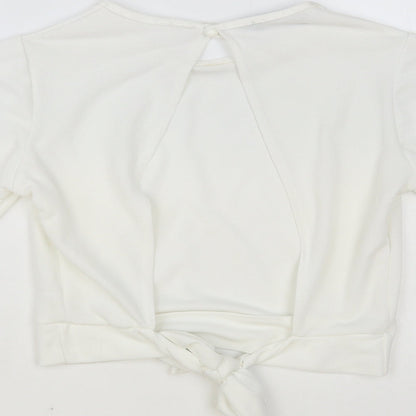 Womens UK Size 12 PRETTYLITTLETHING White Cropped Blouse