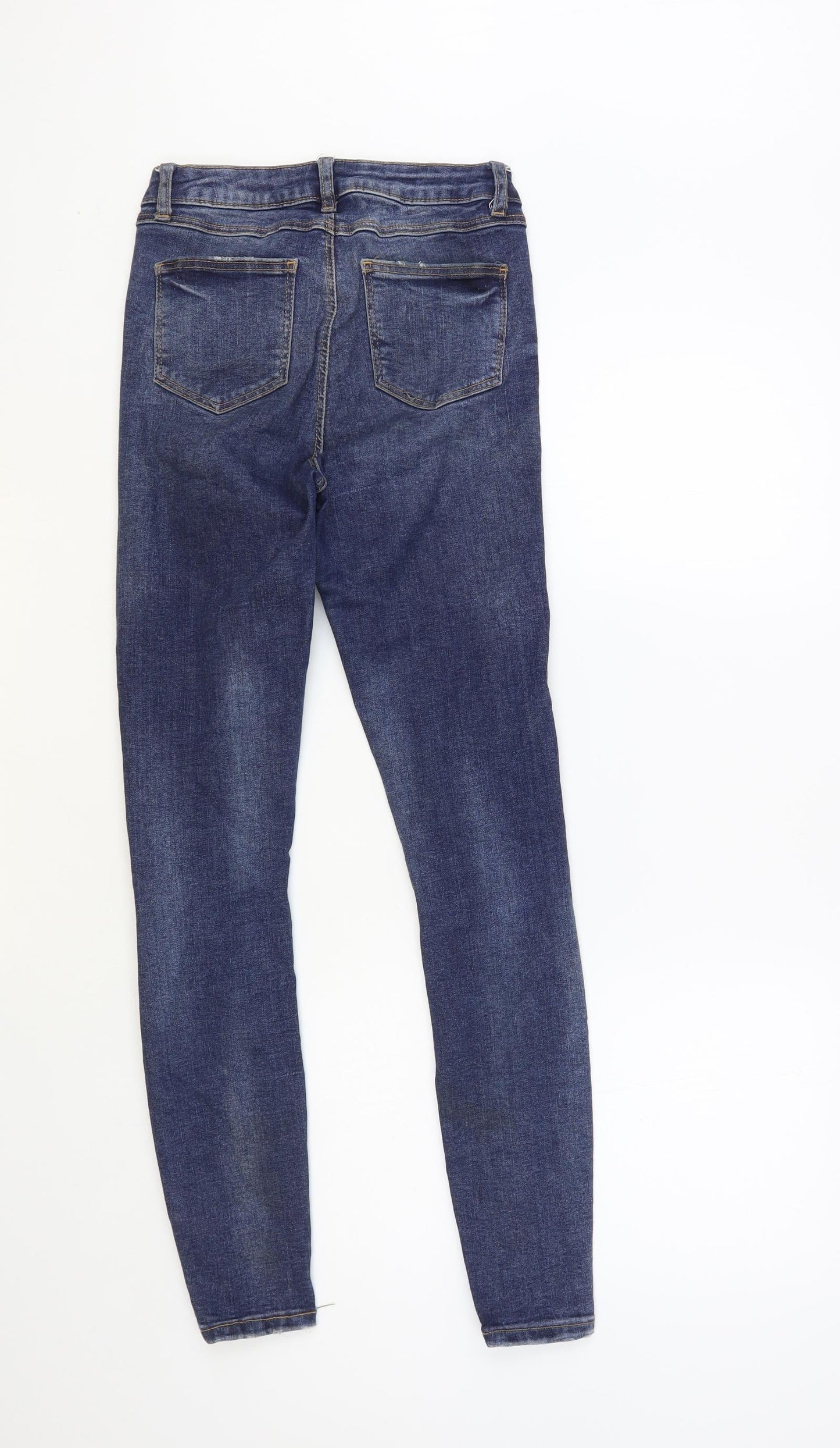 Denim & Co. Womens Blue Cotton Skinny Jeans Size 8 L28 in Regular Button
