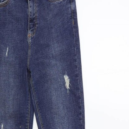 Denim & Co. Womens Blue Cotton Skinny Jeans Size 8 L28 in Regular Button