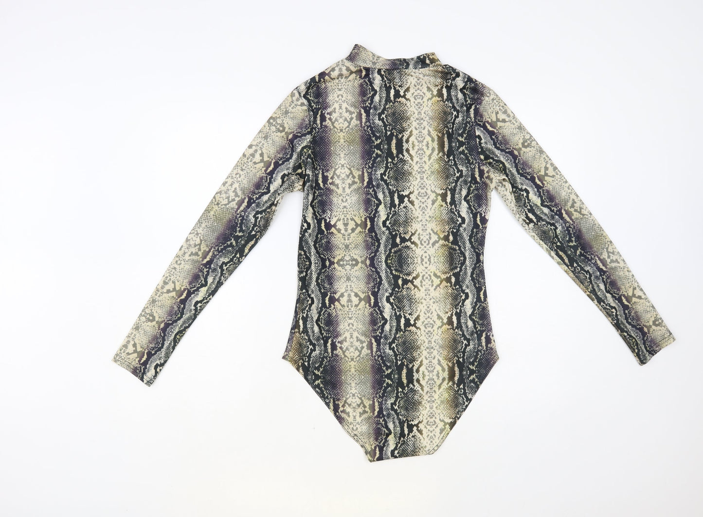 Quiz Womens Multicoloured Animal Print Polyester Bodysuit One-Piece Size 10 Snap - Snakeskin