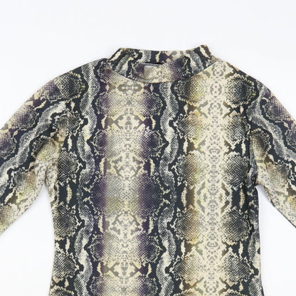 Quiz Womens Multicoloured Animal Print Polyester Bodysuit One-Piece Size 10 Snap - Snakeskin
