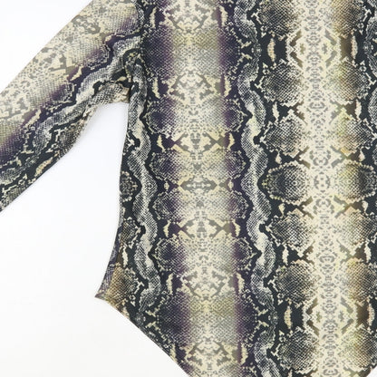 Quiz Womens Multicoloured Animal Print Polyester Bodysuit One-Piece Size 10 Snap - Snakeskin