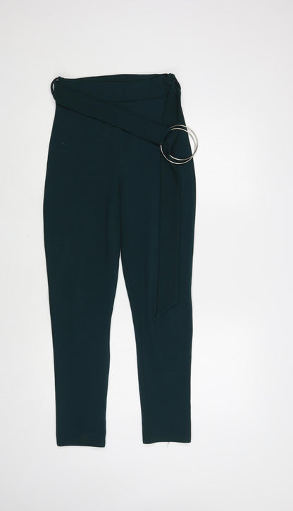 PRETTYLITTLETHING Womens Green Polyester Trousers Size 8 L27 in Regular Buckle