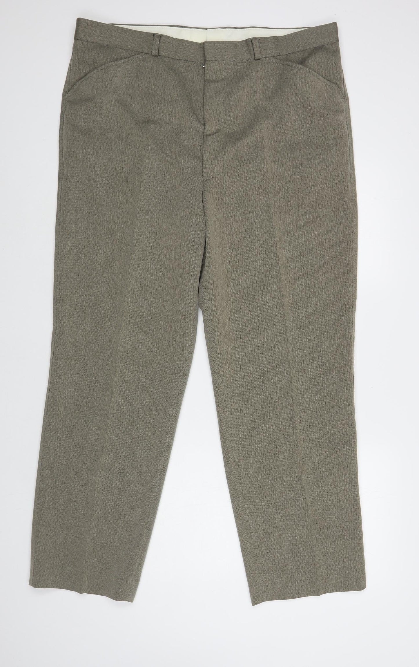 Denver Mens Grey Polyester Dress Pants Trousers Size 40 in L31 in Regular Hook & Loop
