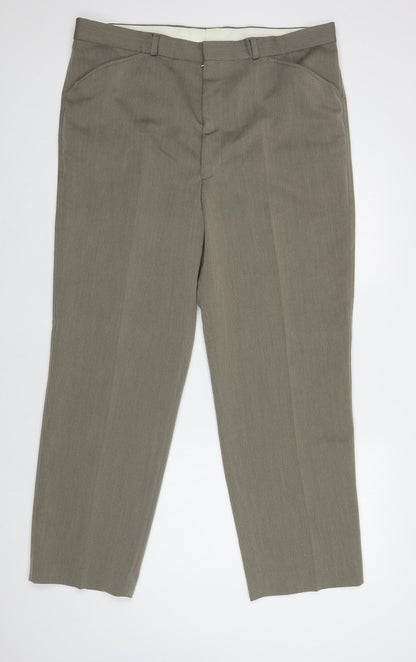 Denver Mens Grey Polyester Dress Pants Trousers Size 40 in L31 in Regular Hook & Loop
