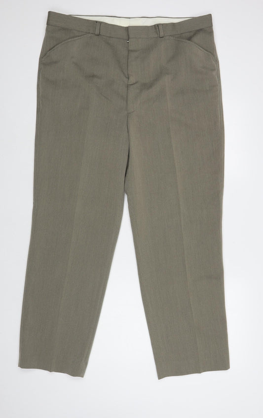 Denver Mens Grey Polyester Dress Pants Trousers Size 40 in L31 in Regular Hook & Loop