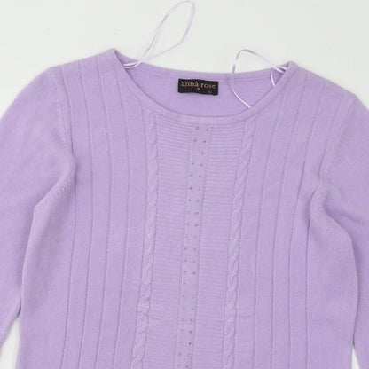 Roseanna Womens Purple Round Neck Acrylic Pullover Jumper Size M