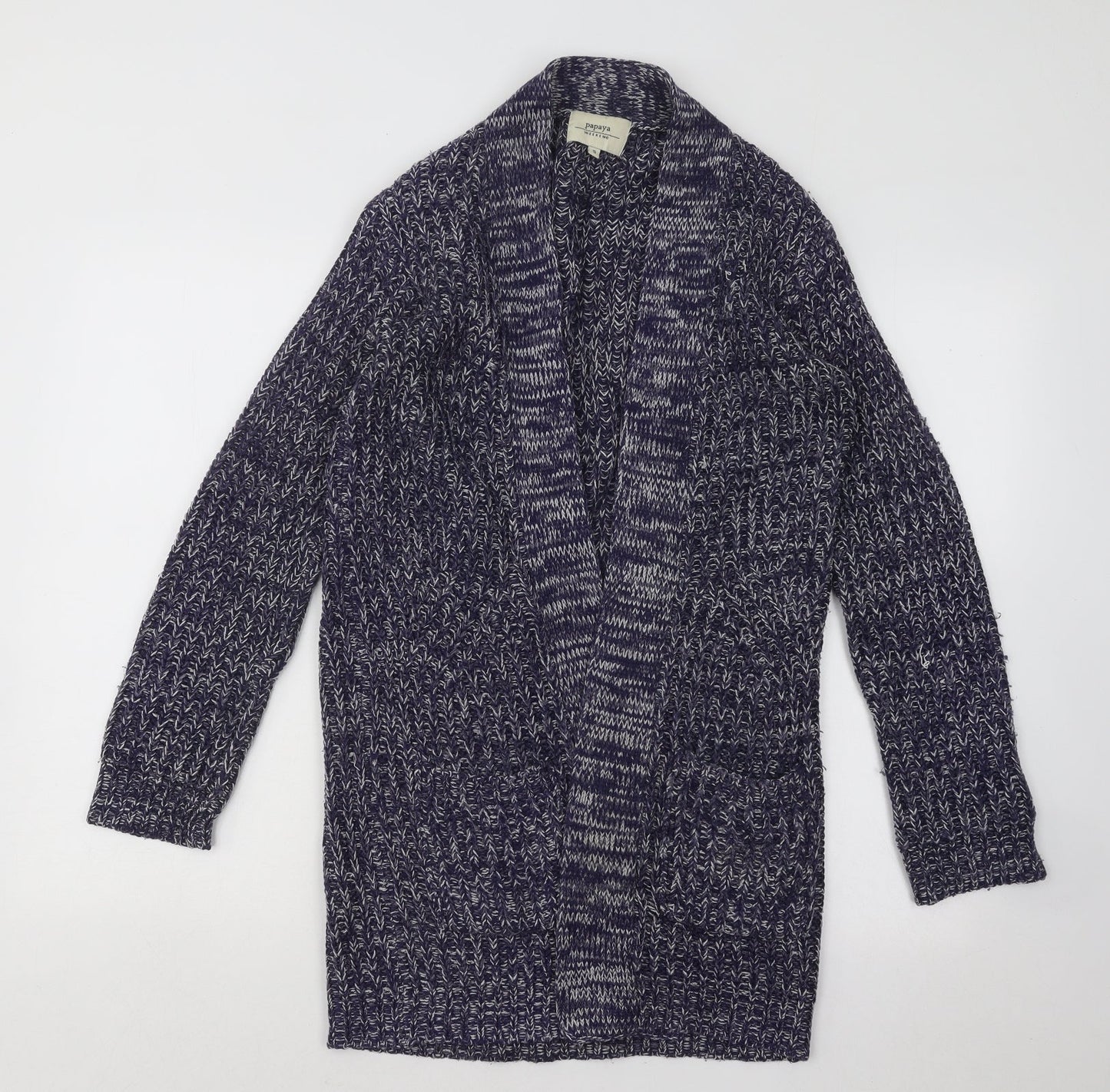 Womens UK Size S Papaya Blue Cardigan Jumper