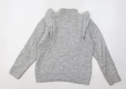 George Womens Grey Mock Neck Acrylic Pullover Jumper Size XS